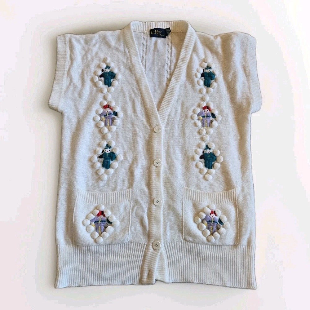 VTG Sweater Vest Embroidered People XL Leroy Knit Wear Dopamine Dressing
